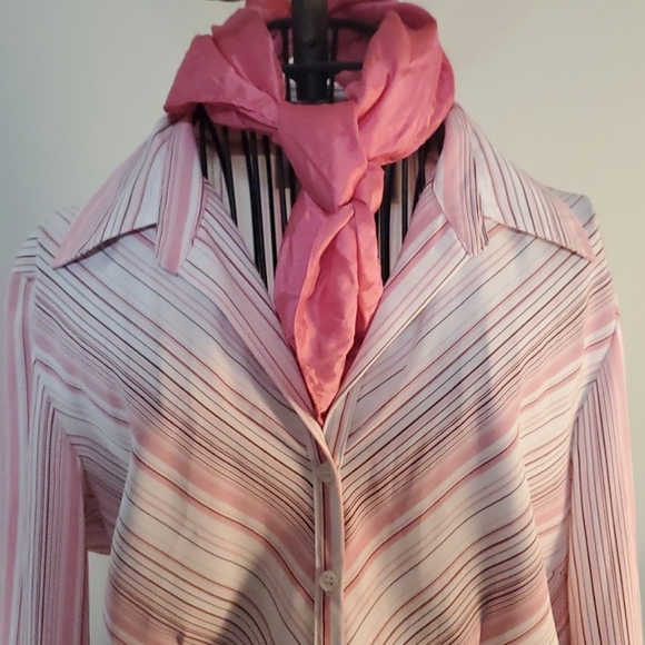 Worthington Stretch easy care Small size with stripe buttons down blouse - Picture 9 of 15